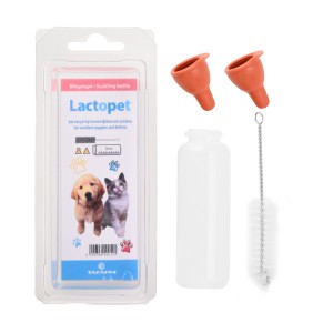 Lactopet Set 1 μπιμπερό 50ml, 1 θηλή για κουτάβια, 1 θηλή για γατάκια και 1 βουρτσάκι καθαρισμού