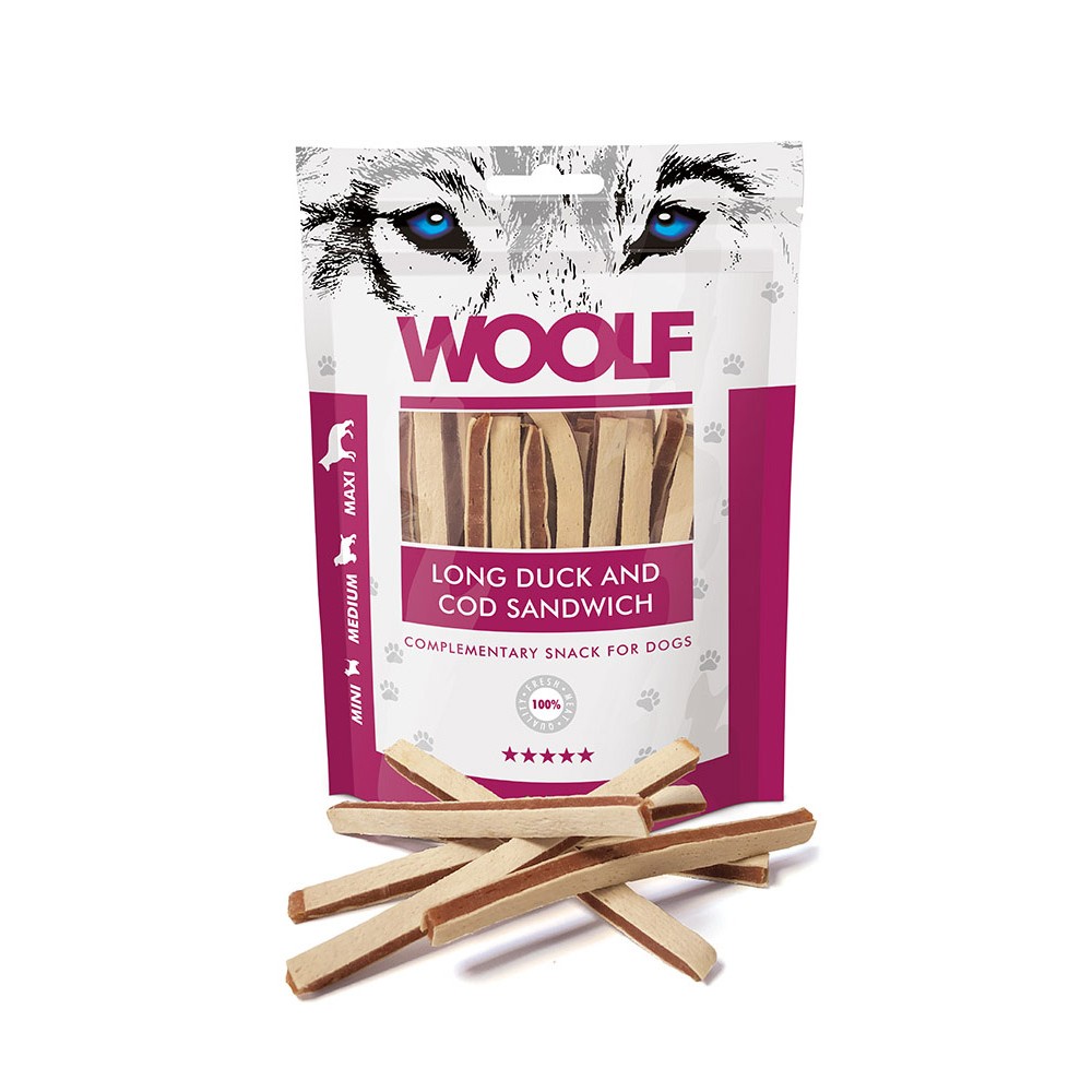 Woolf Long Duck and Cod Sandwich 100gr Woolf Long Duck and Cod Sandwich 100gr