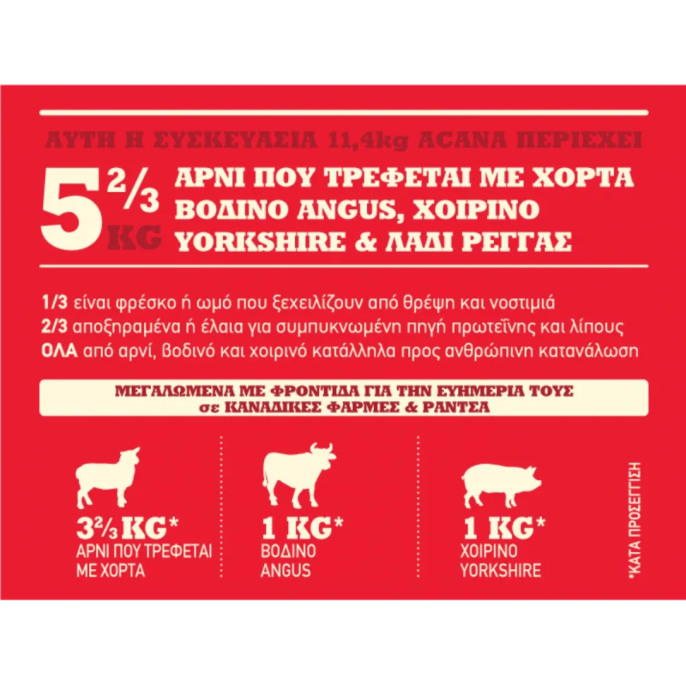 Acana Classics Red Meat με αρνί, χοιρινό & βοδινό 9.7kg